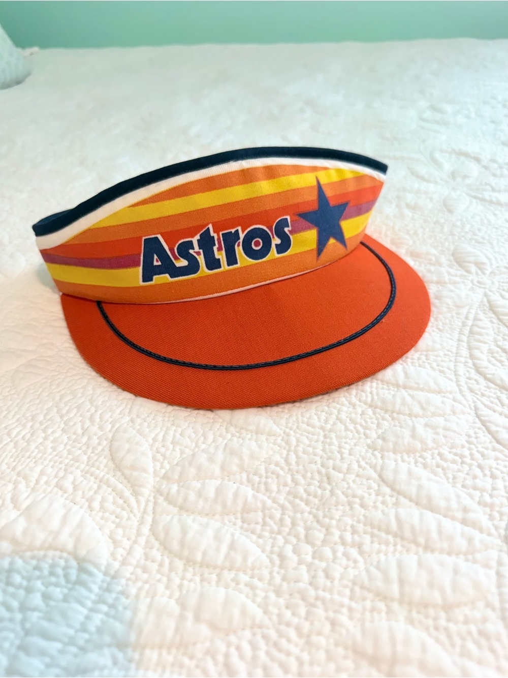 Vintage Union Made Houston Astros Visor Hat Cap Snap Back Cooperstown H Star MLB